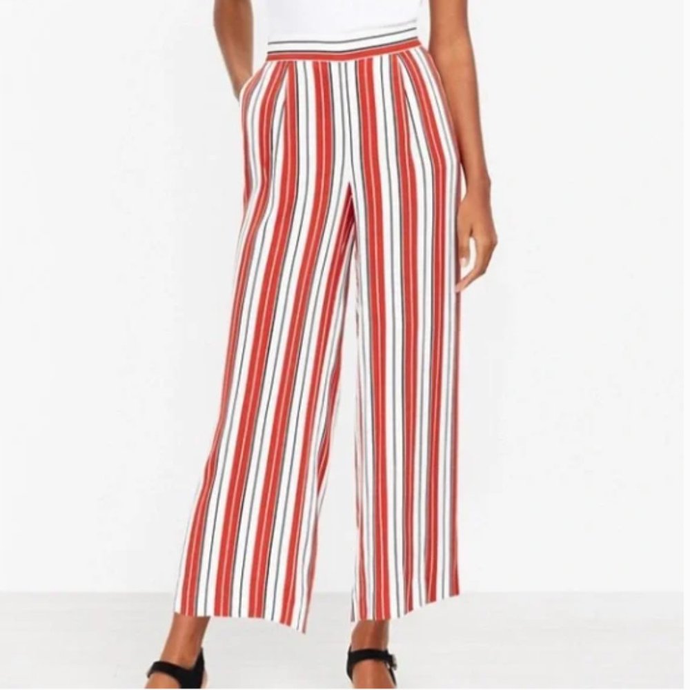 Loft Striped Wide Leg Crop Pants szS